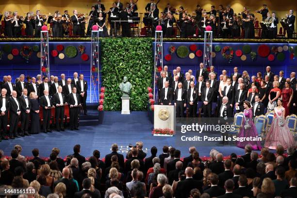 General view of the Nobel Prize Awards Ceremony at Stockholm Concert Hall on December 10, 2022 in Stockholm, Sweden.