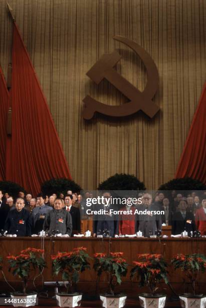China's top leaders at the 13th Party Congress, Great Hall of the People, Beijing, China, November 1, 1987.