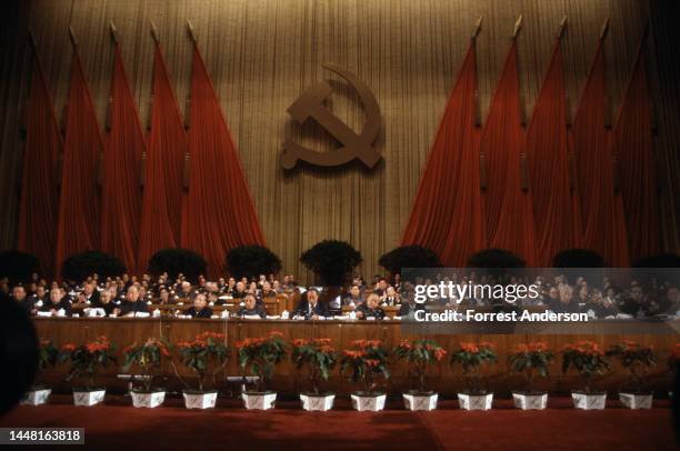 China's top leaders at the 13th Party Congress, Great Hall of the People, Beijing, China, November 1, 1987.