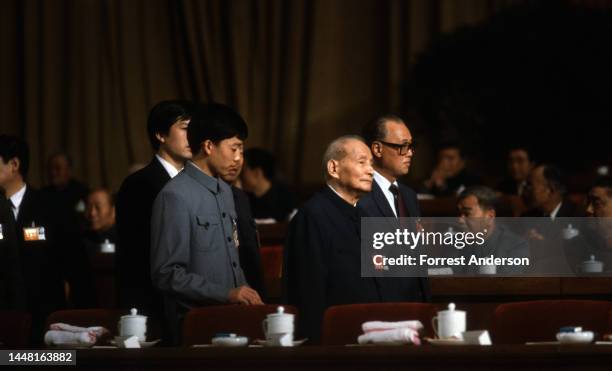 Chinese official Chen Yun and Zhao Ziyang , Beijing, China, October 25, 1987.