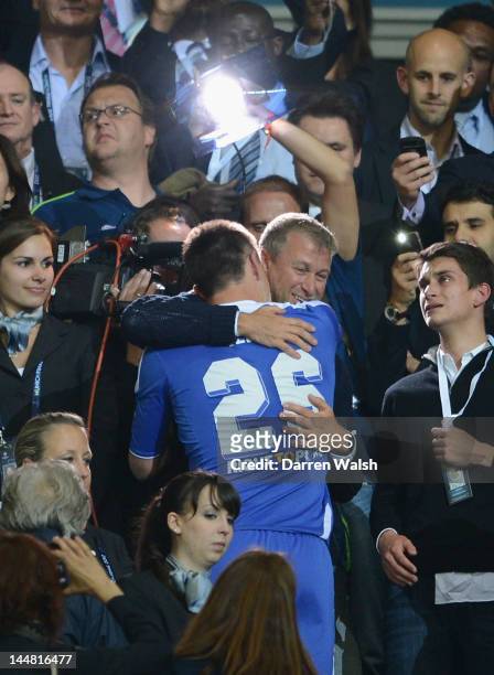 Club owner Roman Abramovich celebrates with John Terry after their victory in the UEFA Champions League Final between FC Bayern Muenchen and Chelsea...