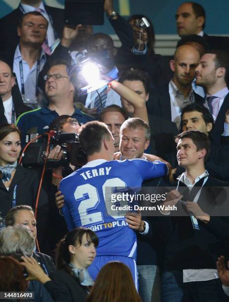 Club owner Roman Abramovich celebrates with John Terry after their victory in the UEFA Champions League Final between FC Bayern Muenchen and Chelsea...