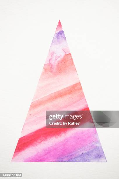 watercolor of an abstract christmas tree in pink, cream and purple tones - weihnachten symbolbilder stock-fotos und bilder