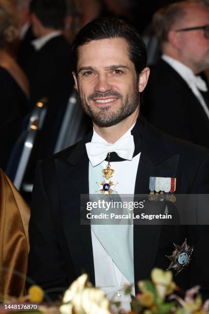 Prince Carl Philip of Sweden attends the Nobel Prize Banquet 2022 at Stockholm City Hall on December 10, 2022 in Stockholm, Sweden.