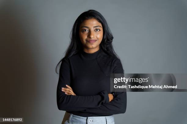 studio portrait of a young indian woman. - assam people stock pictures, royalty-free photos & images