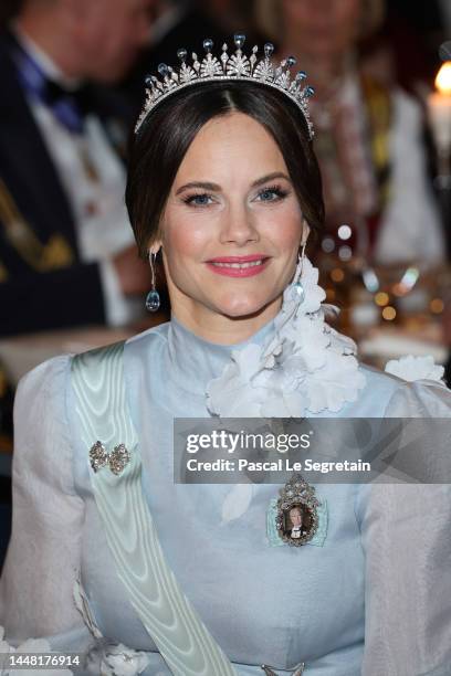 Princess Sofia of Sweden attend the Nobel Prize Banquet 2022 at Stockholm City Hall on December 10, 2022 in Stockholm, Sweden.