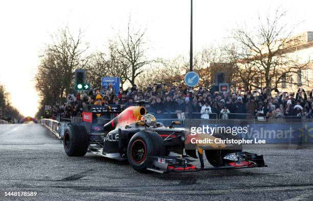 Max Verstappen of the Netherlands and Oracle Red Bull Racing during the Oracle Red Bull Racing Home Run event at Red Bull Racing Factory on December...
