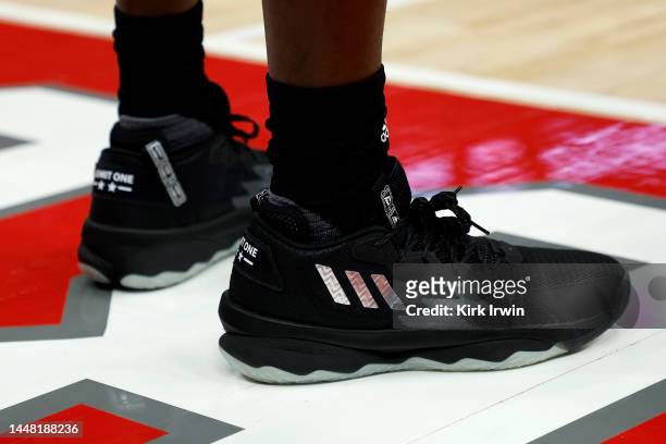 The Adidas sneakers worn by Mawot Mag of the Rutgers Scarlet Knights during the game against the Ohio State Buckeyes at the Jerome Schottenstein...