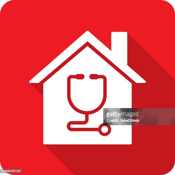 house stethoscope icon silhouette 1 - doctor on the move stock illustrations