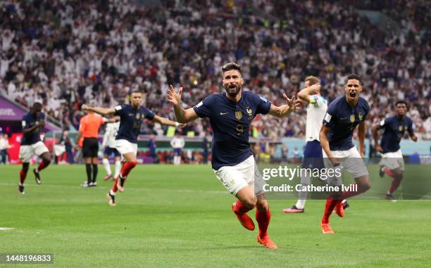 Olivier Giroud of France celebrates after scoring the team's second goal during the FIFA World Cup Qatar 2022 quarter final match between England and...