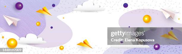 abstract geometric school background with paper airplanes. modern creative illustration for app, website, presentation or design. - chalk circle stock illustrations
