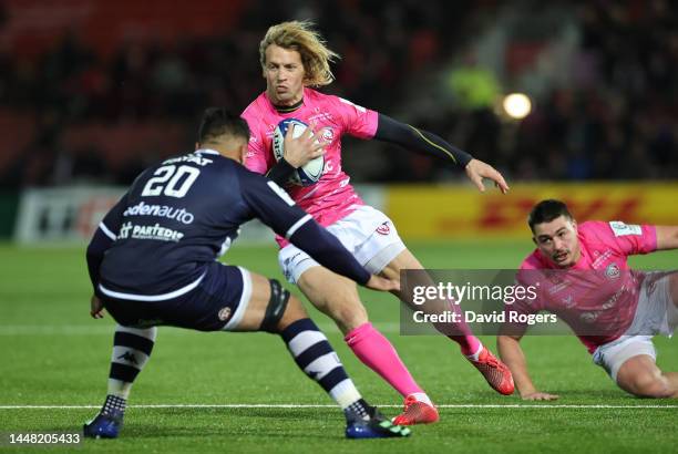 Billy Twelvetrees of Gloucester takes on Caleb Timu during the Heineken Cup match between Gloucester Rugby and Bordeaux-Begles at Kingsholm Stadium...