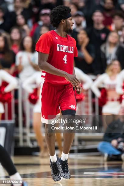 Guard Caleb Huffman of the Nicholls Colonels runs across the court during the second half against the Texas Tech Red Raiders at United Supermarkets...