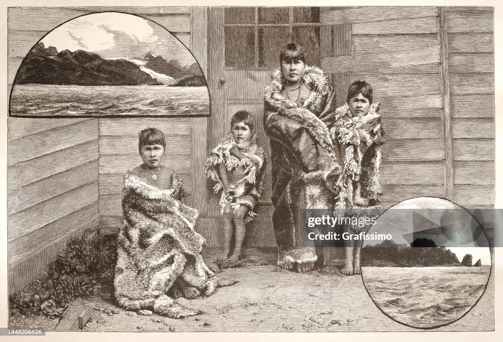 Haush Indigenous People In Tierra Del Fuego 1888 High-Res Vector Graphic ...