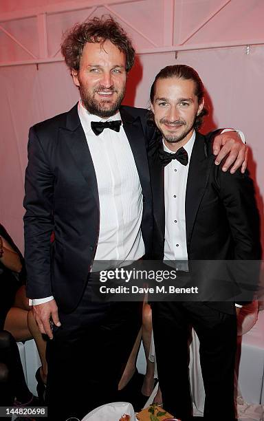 Actor Jason Clarke and actor Shia LaBeouf attend the 'Lawless' after party hosted by Manuele Malenotti, Johnnie Walker Blue Label and Chopard during...