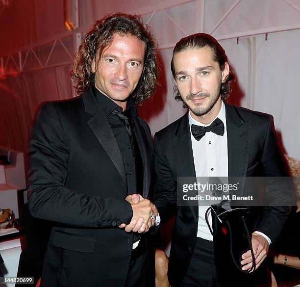 Manuele Malenotti and actor Shia LaBeouf attend the 'Lawless' after party hosted by Manuele Malenotti, Johnnie Walker Blue Label and Chopard during...