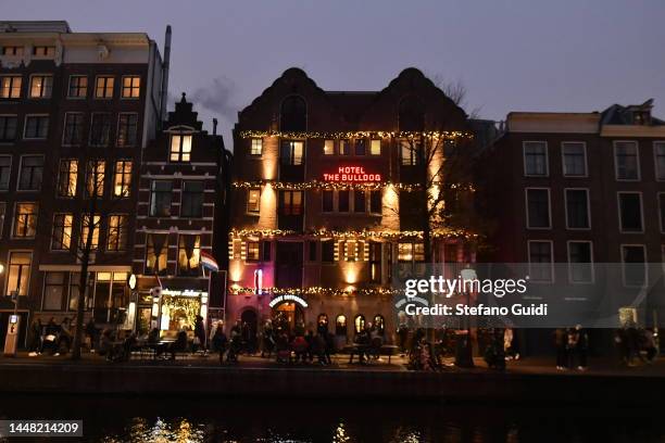 General view of Coffeeshop on Red Light District on December 10, 2022 in Amsterdam, Netherlands.De Wallen, Amsterdam's red-light district, is...