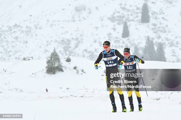 Torgeir Sulen Hovland of Norway, Eddie Edstroem of Sweden competes during the Ski Classics Bad Gastein PTT on December 10, 2022 in Bad Gastein,...