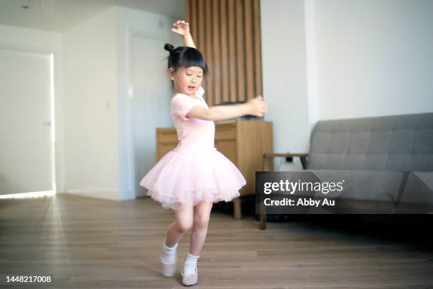 little ballerina is passion in ballet. - beautiful chinese girls stock pictures, royalty-free photos & images