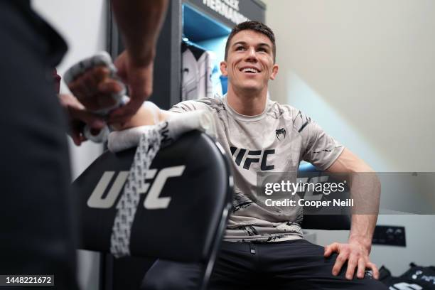 Alexander Hernandez gets his hands wrapped backstage during the UFC 282 event at T-Mobile Arena on December 10, 2022 in Las Vegas, Nevada.