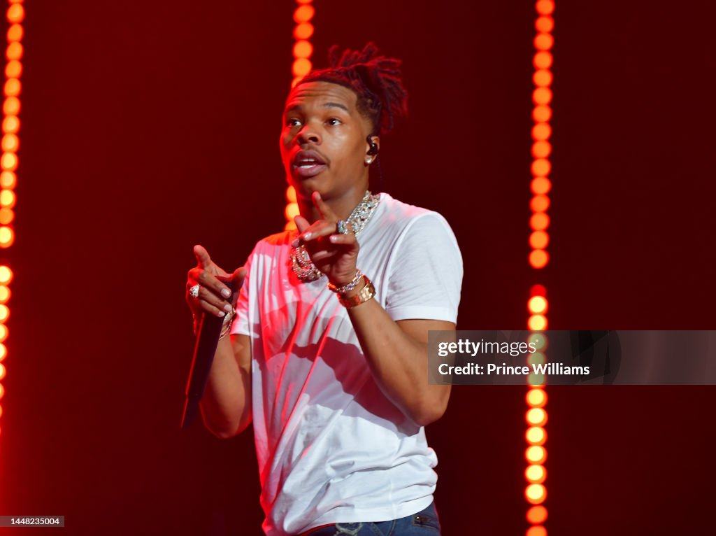 Baby Nine Rapper Rapper Lil Baby performs onstage during