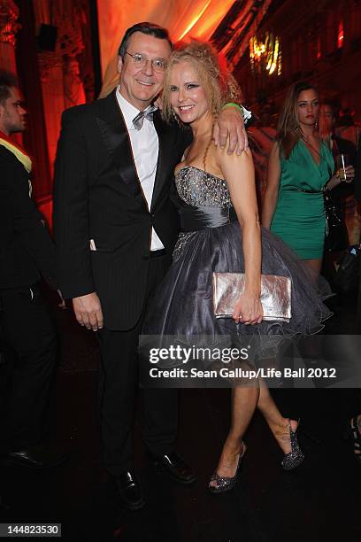 Katja Burkard and Hans Mahr attend the afterparty at the Life Ball 2012 AIDS charity fundraiser at City Hall on May 19, 2012 in Vienna, Austria.