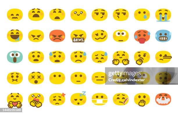 emoticons chubby collection - excitement emoji stock illustrations