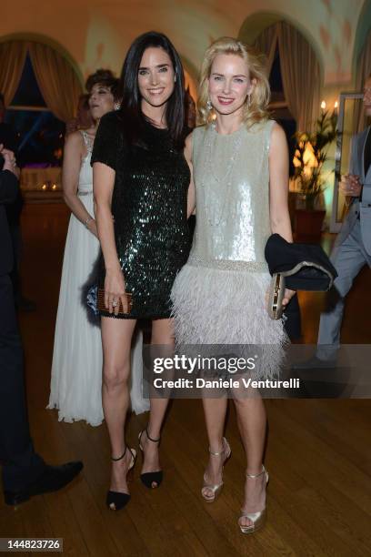 Actresses Jennifer Connelly and Naomi Watts arrive at Vanity Fair and Gucci Party at Hotel Du Cap during 65th Annual Cannes Film Festival on May 19,...