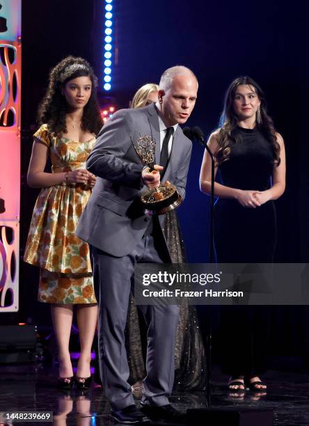 Jamie Mahaffey accepts the Outstanding Sound Mixing and Sound Editing for a Preschool Animated Program award for "Octonauts & the Ring of Fire"...