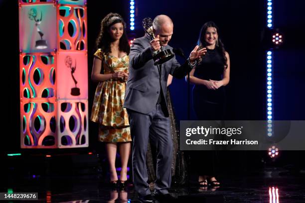 Jamie Mahaffey accepts the Outstanding Sound Mixing and Sound Editing for a Preschool Animated Program award for "Octonauts & the Ring of Fire"...