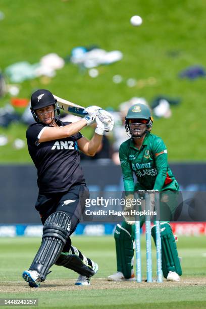 Sophie Devine of New Zealand bats during the first One Day International match in the series between New Zealand White Ferns and Bangladesh at Basin...