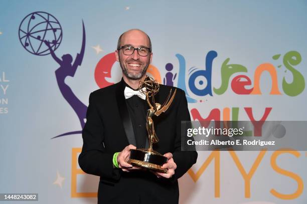Ishai Setton, recipient of the Outstanding Editing for a Single Camera Program award for "Sneakerella," poses in the press room during the 2022...