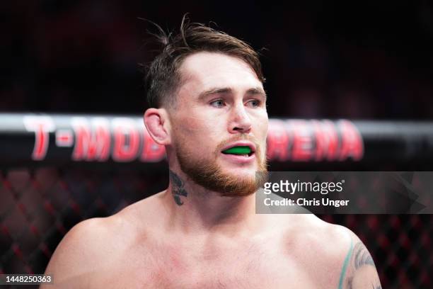 Darren Till of England is introduced prior to facing Dricus Du Plessis of South Africa in a middleweight fight during the UFC 282 event at T-Mobile...