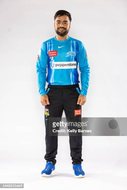Rashid Khan poses during the Adelaide Strikers Big Bash League headshots session at Karen Rolton Oval on December 09, 2022 in Adelaide, Australia.