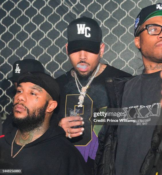 Singer Chris Brown attends the Lil Baby & Friends Birthday Celebration concert after party at Onyx Nightclub on December 9, 2022 in Atlanta, Georgia.