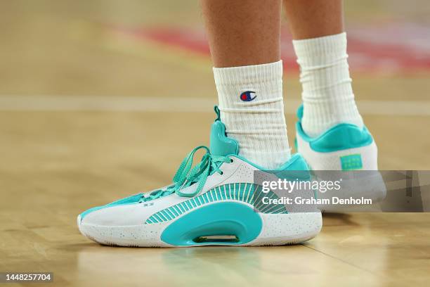 Detail of the shoes of Kai Sotto of the 36ers during the round 10 NBL match between South East Melbourne Phoenix and Adelaide 36ers at John Cain...