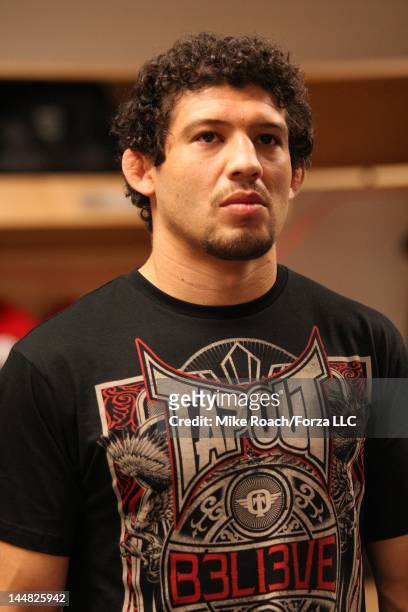 Gilbert Melendez warms up backstage during the Strikeforce event at HP Pavilion on May 19, 2012 in San Jose, California.