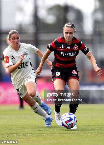 Olivia Price of the Wanderers controls the ball during the round four A-League Women's match between Western Sydney Wanderers and Adelaide United at...