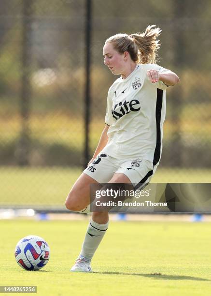 Dylan Holmes of Adelaide shoots for goal during the round four A-League Women's match between Western Sydney Wanderers and Adelaide United at...