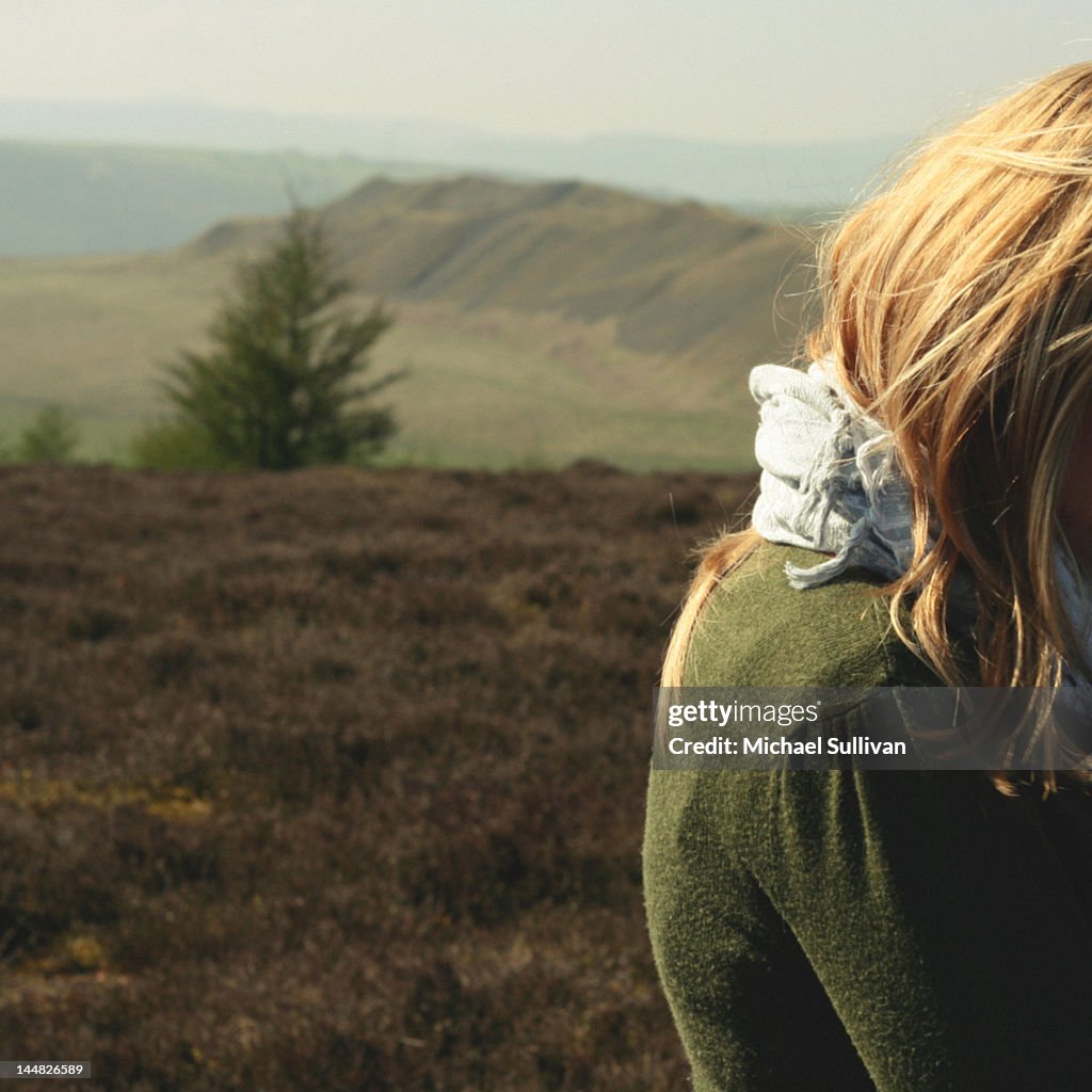 Blonde hair woman with scarf