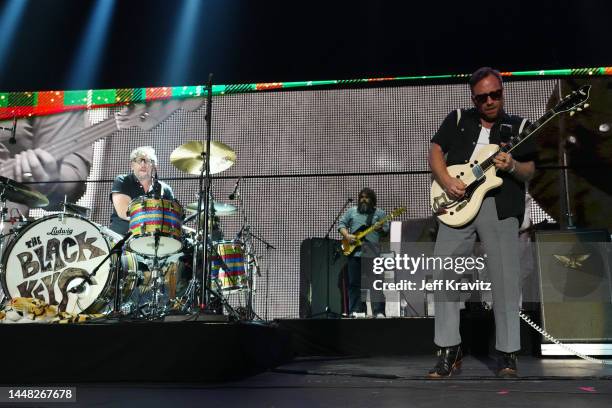 Patrick Carney and Dan Auerbach of The Black Keys perform at KROQ's Almost Acoustic Christmas at The Kia Forum on December 10, 2022 in Inglewood,...