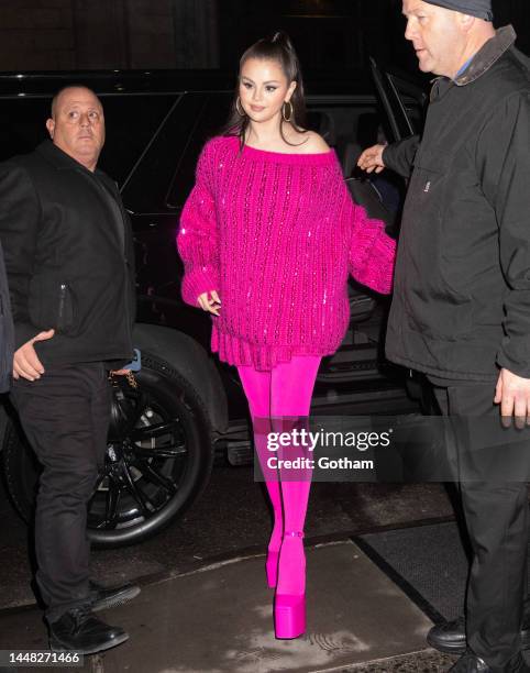 Selena Gomez arrives at the SNL afterparty on December 11, 2022 in New York City.