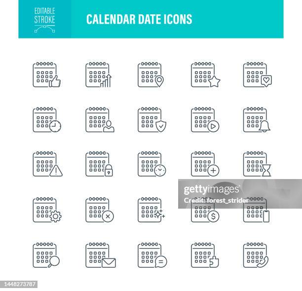 calendar date icons editable stroke - application deadline stock illustrations