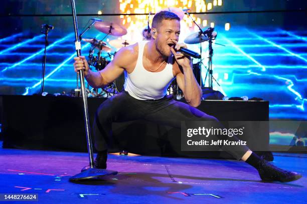 Dan Reynolds of Imagine Dragons performs at KROQ's Almost Acoustic Christmas at The Kia Forum on December 10, 2022 in Inglewood, California.