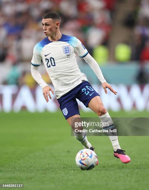 Phil Foden of England during the FIFA World Cup Qatar 2022 quarter final match between England and France at Al Bayt Stadium on December 10, 2022 in...