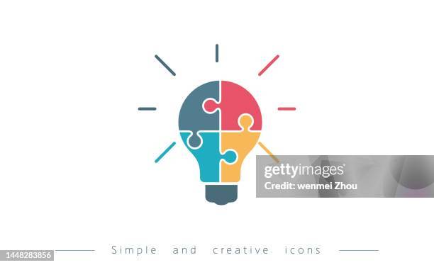 jigsaw puzzle in the shape of a light bulb - jigsaw vector stock illustrations