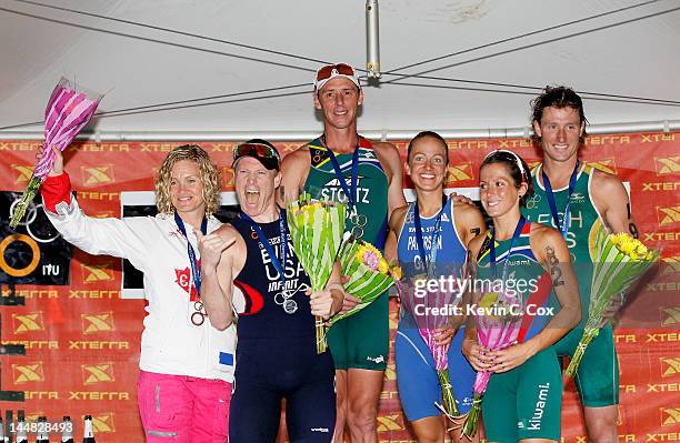 Melanie McQuaid of Canada, Craig Evans, Conrad Stoltz of South Africa, Lesley Paterson of Great Britain, Carla Van Huyssteen of South Africa and...