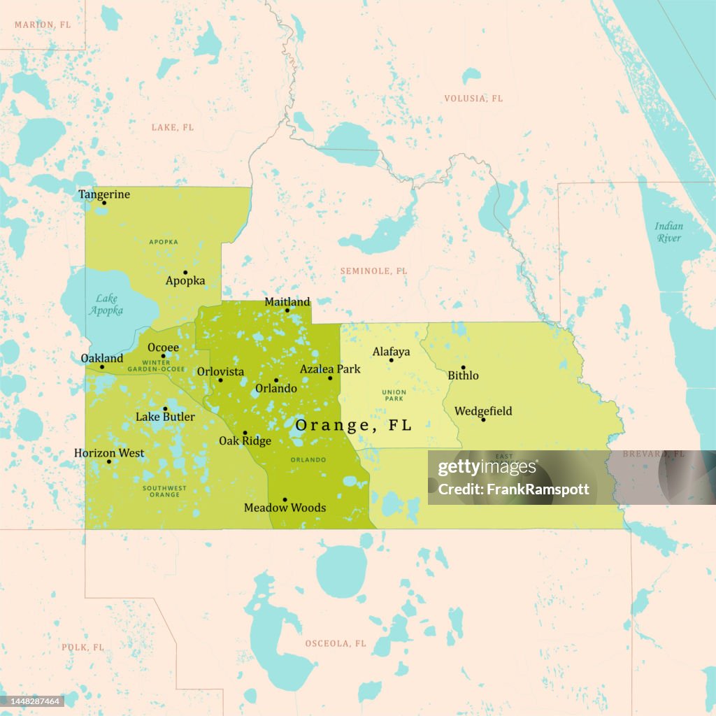 FL Orange County Vector Mapa Verde