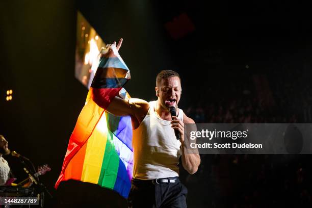 Singer Dan Reynolds of Imagine Dragons performs onstage during Audacy's "KROQ Almost Acoustic Christmas" at Kia Forum on December 10, 2022 in...