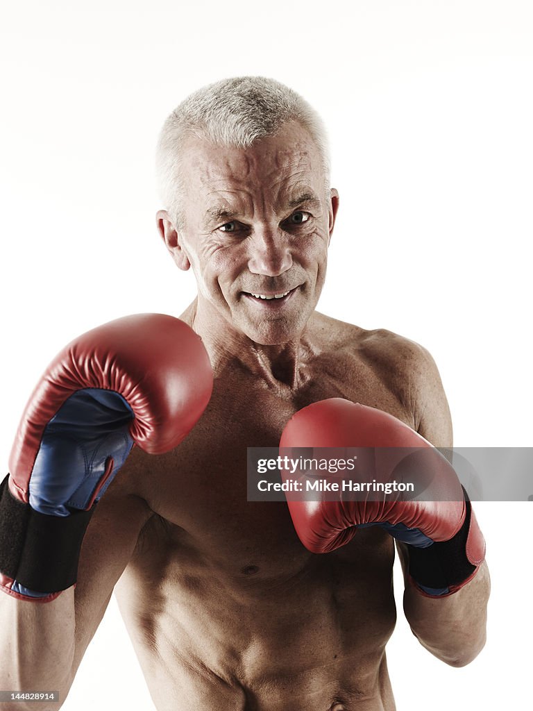 Mature Male Boxer in Boxing Stance